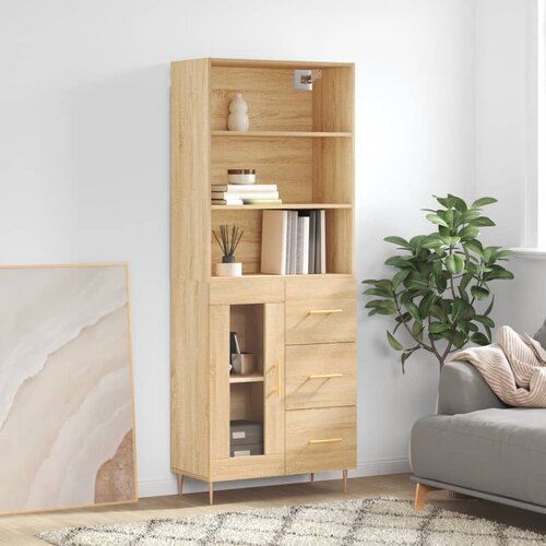 The Living Store Visoka komoda sonoma hrast 69,5x34x180 cm inženirski les - Visoka Omarica, (21836023) Slike