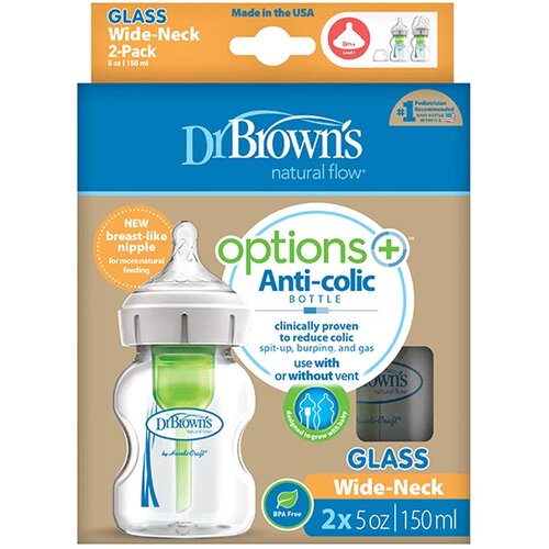 Dr.browns set staklenih fla&amp;scaron;ica Wide Neck, 150ml 0m+ Slike