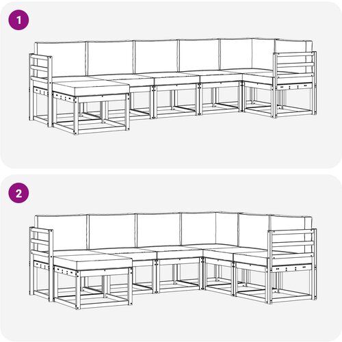  Set vanjskih sofa 7 kom. Bijela i krem Poliester Smeđa 308 x 126,5 x 73 cm Slike