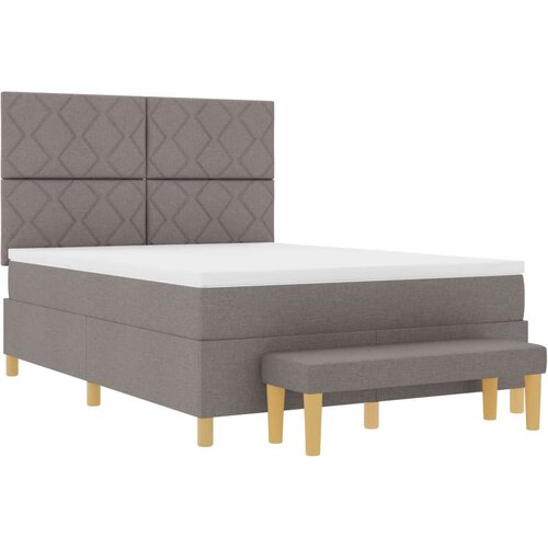 vidaXL krevet s podnicom s madracem i klupom taupe 140x190 cm tkanina Cene