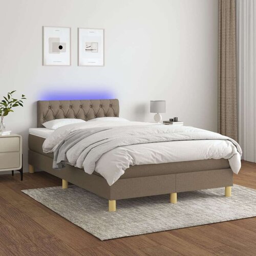  Krevet box spring s madracem LED smeđesivi 120 x 200 cm tkanina Slike