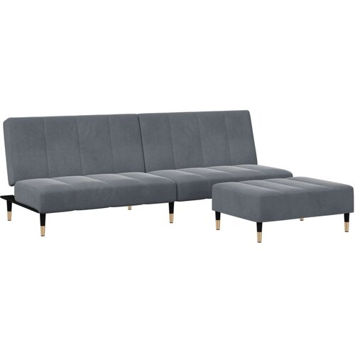 Maison Chic kavč - Sofa - Kanape dvosed z leži&amp;scaron;čem in stolčkom za noge temno siv žamet, (21727733) Slike