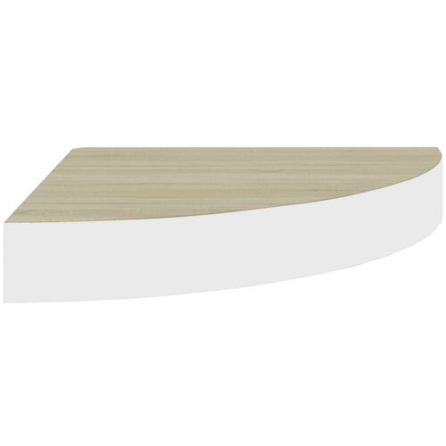 VidaXL Kotne stenske police 2 kosa hrast in bele 35x35x3,8 cm MDF Slike