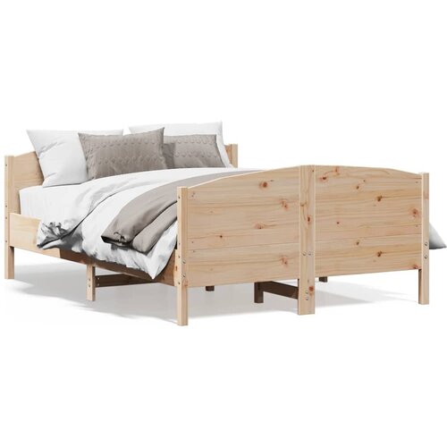 vidaXL Posteljni okvir z vzglavjem 140x190 cm trdna borovina Cene