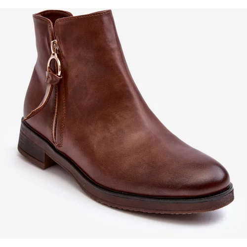 Kesi Women's leather flat boots Brown Vasica