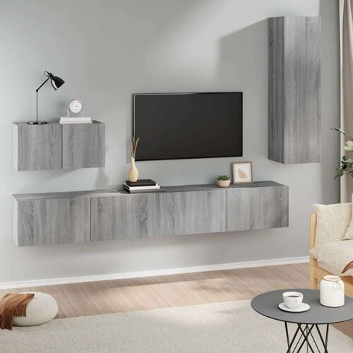  4-dijelni set TV ormarića sivog sonome konstruirano drvo Cijene