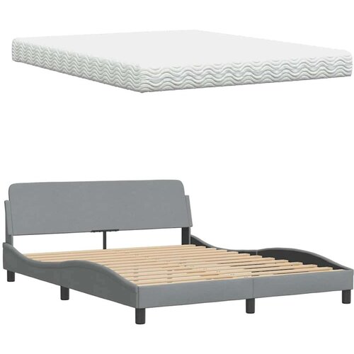 VidaXL Krevet s madracem svjetlosiva 160x200 cm tkanina Slike