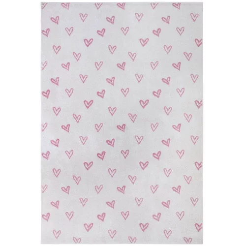 Hanse Home Bijeli/ružičasti dječji tepih 160x235 cm Hearts –