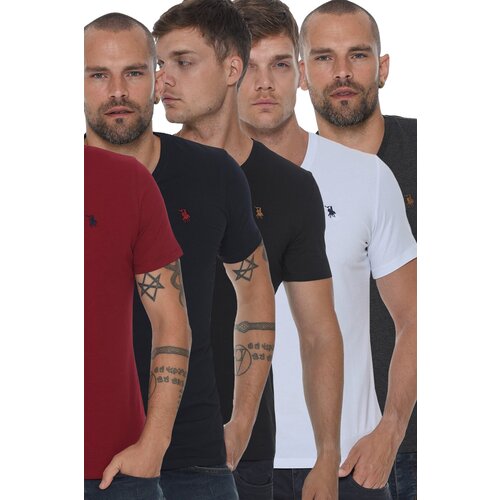 Dewberry SET OF FIVE T8568 V-NECK MEN&amp;#039;S T-SHIRT-BLACK-NAVY-WHITE-BURGUNDY-ANTHRACITE Slike