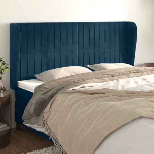  Uzglavlje s u&scaron;ima tamnoplavo 163x23x118/128 cm bar&scaron;unasto Cijene