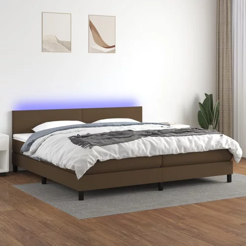  Krevet box spring s madracem LED tamnosmeđi 200x200 cm tkanina