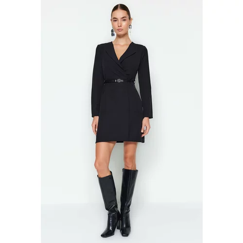 Trendyol Black Double Breasted Woven Jacket Dress With Belt