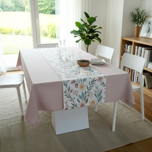  Stolnjak 140x180cm + Raner 40x140cm - JT Pink Flower Slike