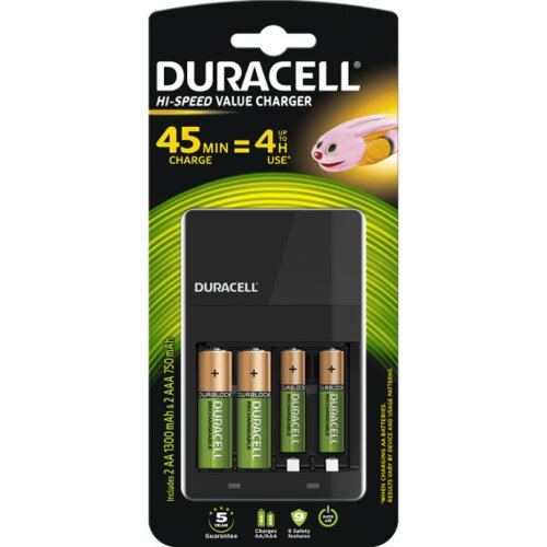 Duracell CEF14 PUNJAC + punjive baterije 2xAA NiMH 1300mAH+ 2xAAA 750mAh( Hi speed 4h, auto-OFF) Cene