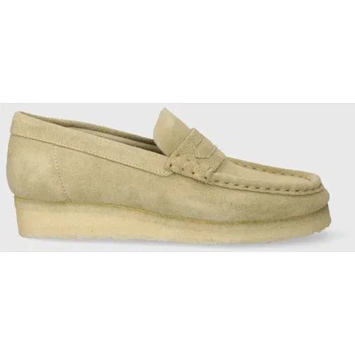 Clarks Originals Kožne mokasinke Wallabee Loafer za žene, boja: bež, ravni potplat, 26173508