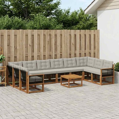  Set vanjskih sofa 11 kom. Prirodna i Svjetlosiva Cijene
