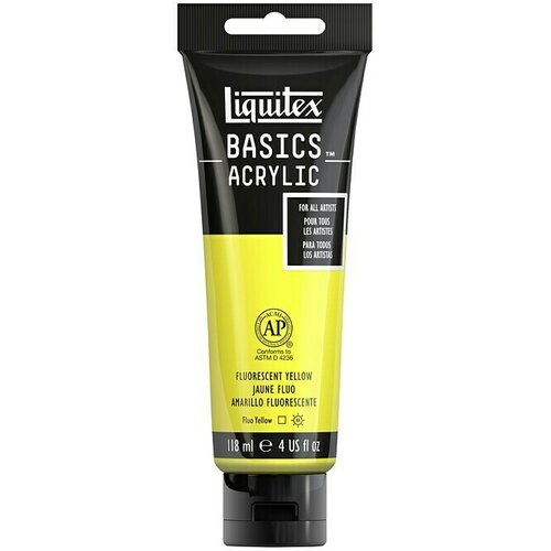 LIQUITEX Basics Akrilna boja (Fluorescentno žuta, 118 ml) Slike