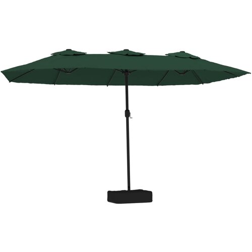  Dvostruki vrtni suncobran s LED svjetlima zeleni 449 x 265 cm Slike