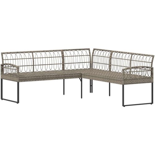  Set vrtnog kauča s jastukom 2 pcs Sivi Poli Rattan i čelik - Sivi Slike