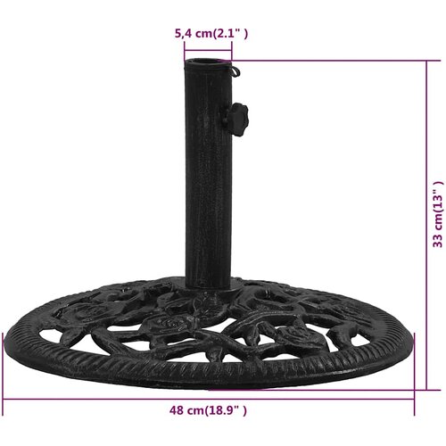  Stalak za suncobran crni 48 x 48 x 33 cm od lijevanog željeza Slike