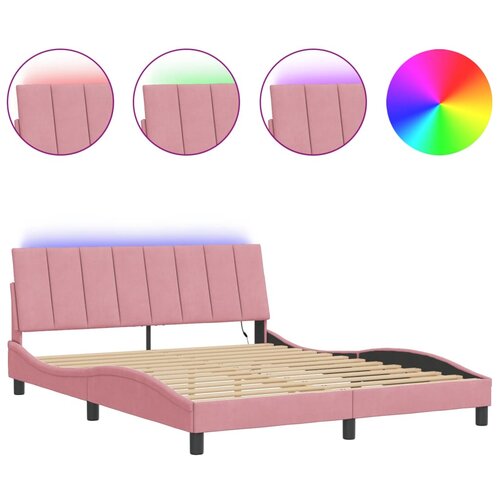 VidaXL Okvir kreveta s LED svjetlima ružičasti 160 x 200 cm bar&amp;scaron;unasti Slike