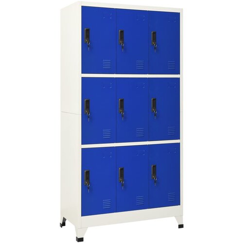 The Living Store Omara s ključavnico siva in modra 90x45x180 cm jeklo - Omarica Na Ključ, (21430752) Slike