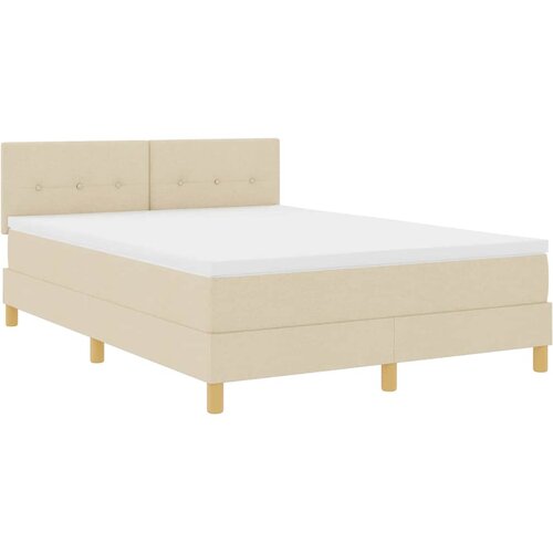  LED Box Spring Krevet s LED trakama Krema 140 x 200 cm tkanina Slike