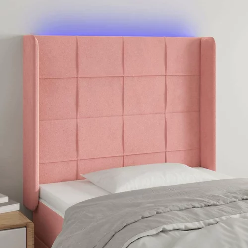  posteljno vzglavje roza 83x16x118/128 cm žamet, (20954390)