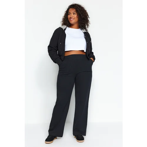 Trendyol Curve Black High Waist Thick Sweatpants