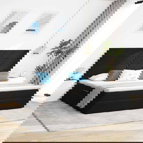 vidaXL Krevet S LED lampica s uzglavljem Crna 180 x 200 cm Baršun Cijene