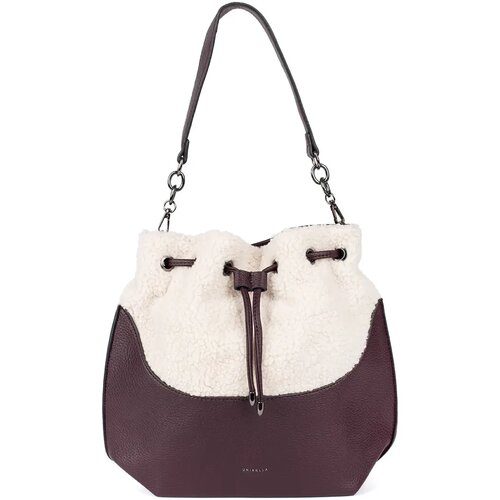 Shelvt Dark brown women's handbag with lamb fur Cene