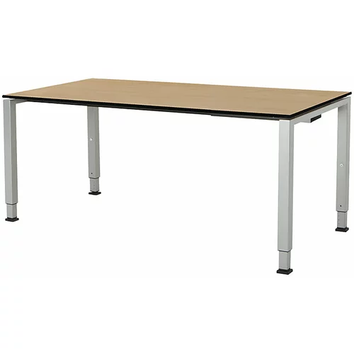 mauser Pravokotna miza, s kvadratnim podnožjem, VxŠxG 650 - 850 x 1600 x 800 mm, plošča s polnim jedrom, plošča imitacija javorja, ogrodje aluminijast