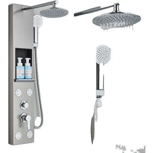 Oem Sprchov&yacute; panel s bat&eacute;riou, mas&aacute;žny jet, dažďov&aacute; sprcha - niklov&yacute;-F-7001, (5000141723) Cene