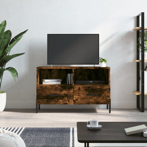 VidaXL TV omarica dimljeni hrast 80x36x50 cm inženirski les Slike