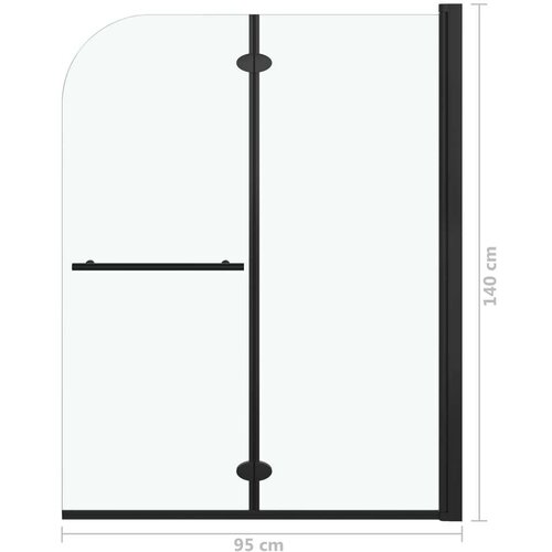 VidaXL Zložljiva pregrada za tu&amp;scaron; z 2 paneloma ESG 95x140 cm črna Slike