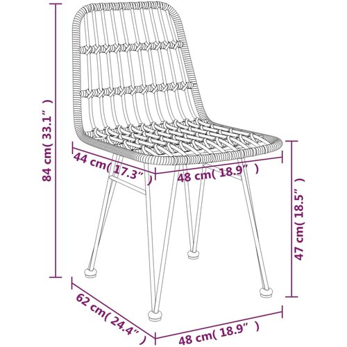  Vrtne stolice 2 kom crne 48 x 62 x 84 cm od PE ratana Slike