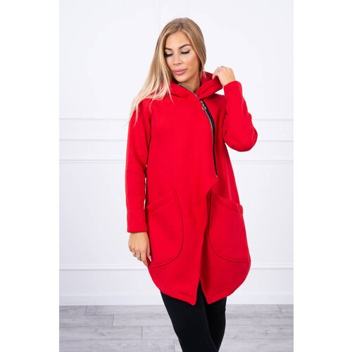 Kesi Insulated sweatshirt with asymmetrical zipper in red color Slike