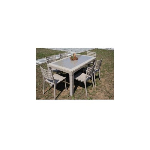Baštenski set zara 6 stolice i sto sa staklom 150x90 capuccino Slike