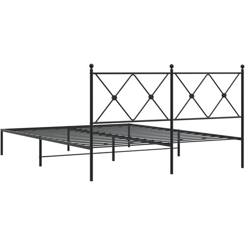  Metalni okvir za krevet s uzglavljem crni 160x200 cm Slike