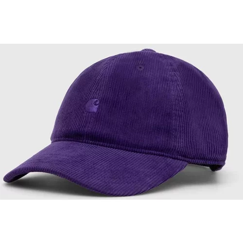 Carhartt WIP Samtana kapa sa šiltom Harlem Cap boja: ljubičasta, bez uzorka, I028955.1Y5XX
