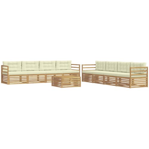  Set vanjskih sofa 9 kom. Bijela i krem Poliester 79 x 79 x 37 cm Slike