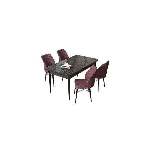 Hanah home set trpezarijski sto i 4 stolice arp black marble dusty rose Cene