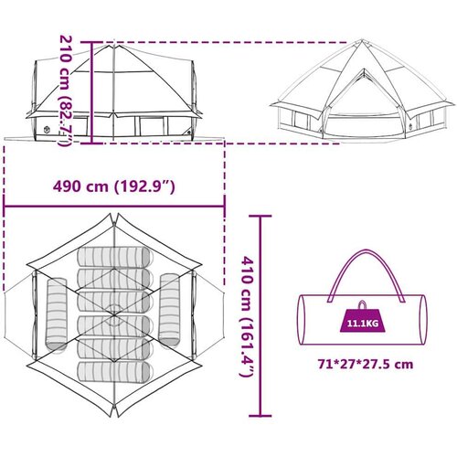  Teepee &amp;scaron;ator s krovom Siva i narančasta 490 x 410 x 210 cm Slike