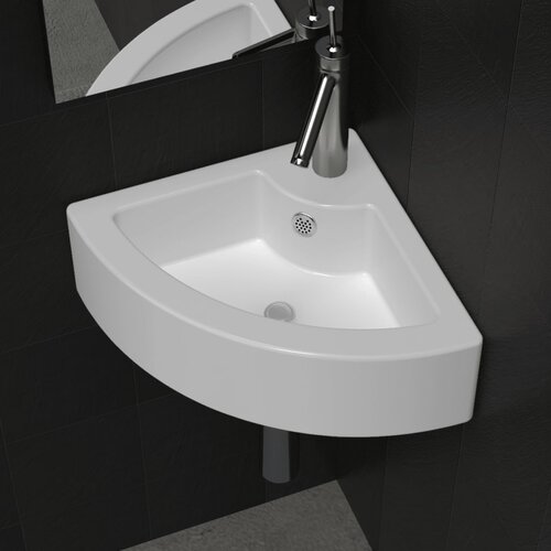 VidaXL umivaonik sa za&amp;scaron;titom od prelijevanja 45 x 32 x 12,5 cm bijeli Slike