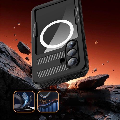 ShellBox Mars maska ​​za Samsung S26 vodootporna s metalnim prstenom - crna Slike