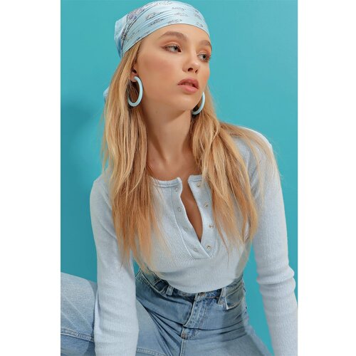 Trend Alaçatı Stili Women's Baby Blue Snap-On Camisole Blouse Cene