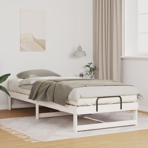 VidaXL Krevetna konstrukcija s ručkama Bijelo 90 x 220 cm Slike