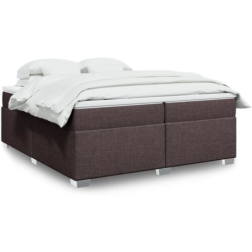 VidaXL Krevet s oprugama i madracem tamnosmeđi 200x200 cm od tkanine Slike