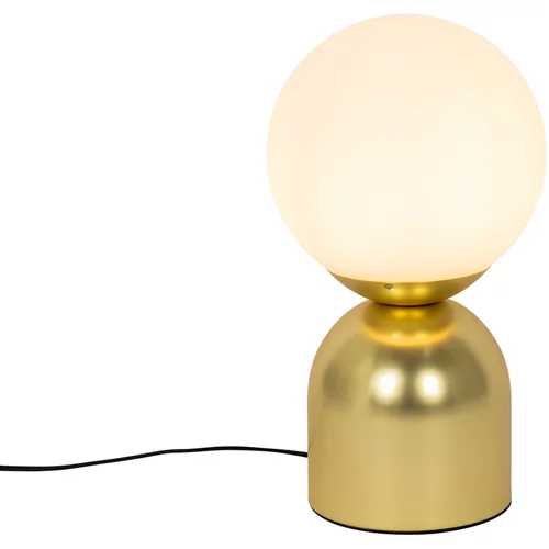 QAZQA Hotelska elegantna namizna svetilka zlata z opalnim steklom - Pallon Trend