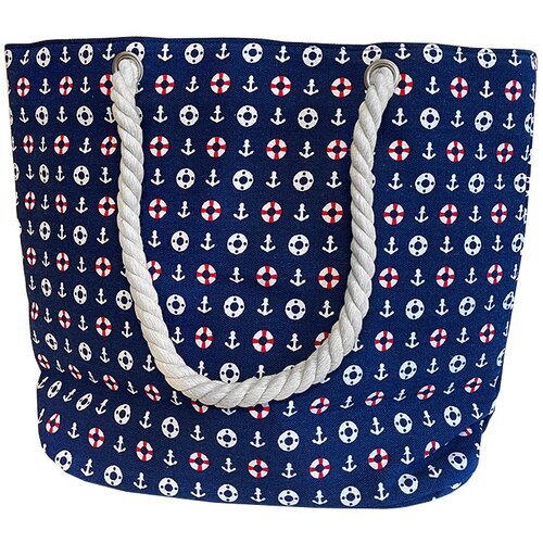  Torba Za Plažu Pamučna na Sidra 46x33x14cm - Plava Slike